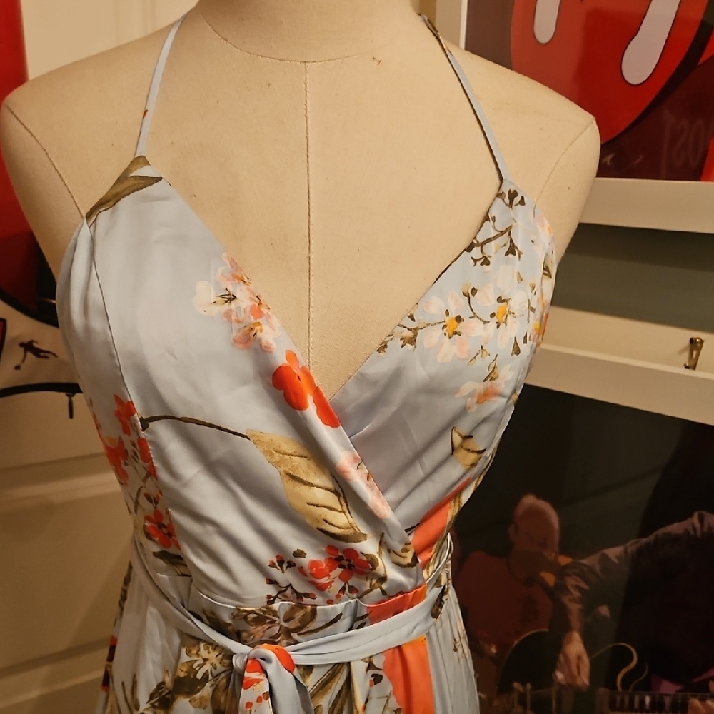 Lulu's Light Blue Floral Maxi Dress - Picture 2 of 9